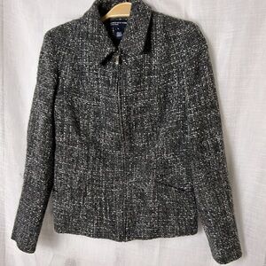 Vtg Tweed jacket,sz 6, wool blend,zip,fitted,academia,career,Jones NY,